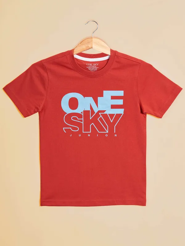Combo_of_2_One_Sky_Boys_Geometric_Print,_Graphic_Print_Pure_Cotton_T_Shirt_(Red,_Pack_Of_2)